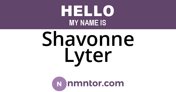 Shavonne Lyter