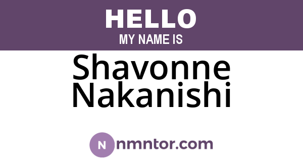 Shavonne Nakanishi