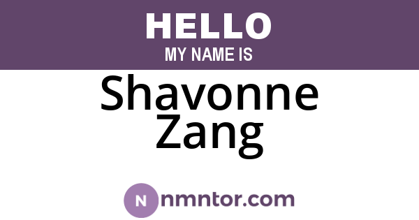 Shavonne Zang