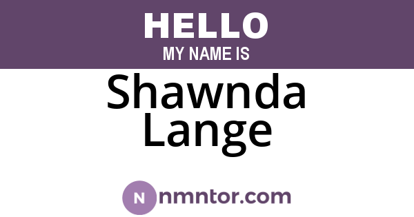 Shawnda Lange