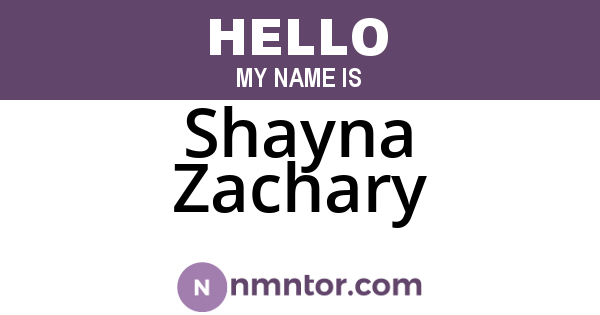 Shayna Zachary