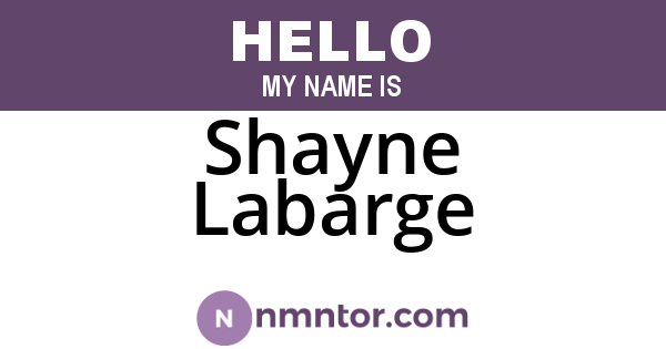 Shayne Labarge