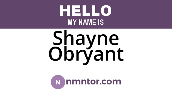 Shayne Obryant