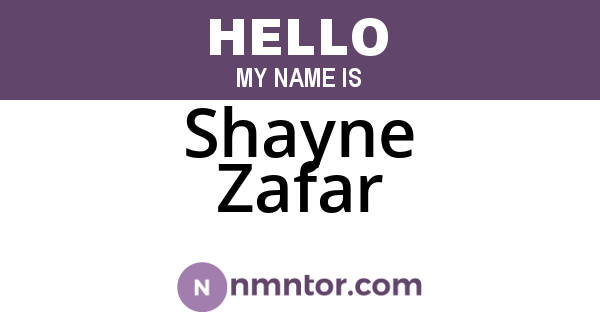 Shayne Zafar