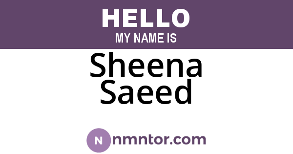 Sheena Saeed