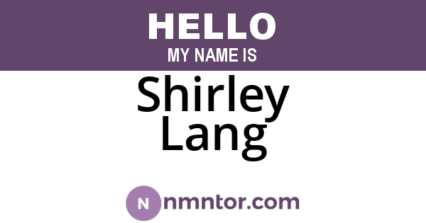 Shirley Lang