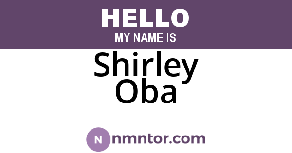 Shirley Oba