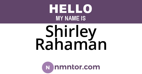 Shirley Rahaman