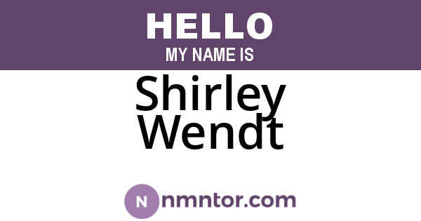Shirley Wendt
