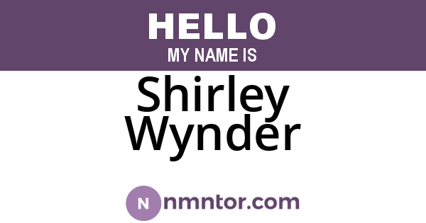Shirley Wynder