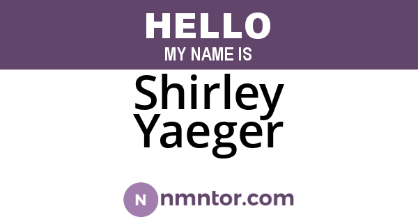 Shirley Yaeger