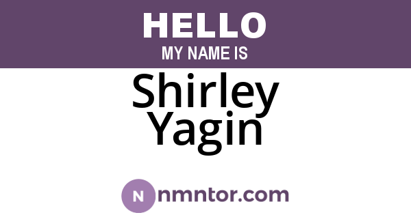 Shirley Yagin