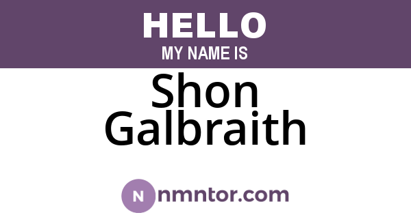 Shon Galbraith