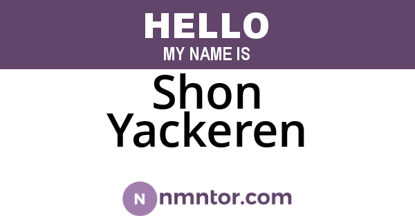 Shon Yackeren