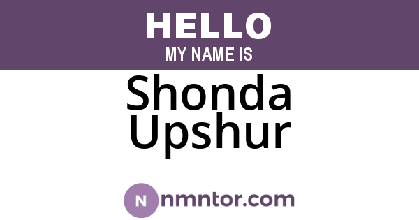 Shonda Upshur