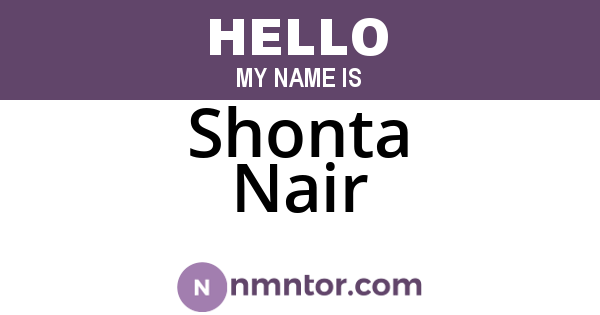 Shonta Nair