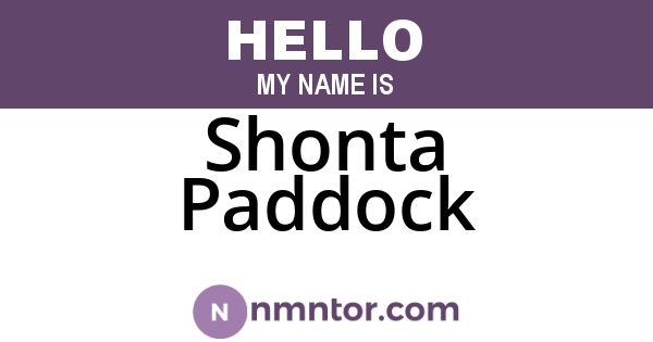 Shonta Paddock