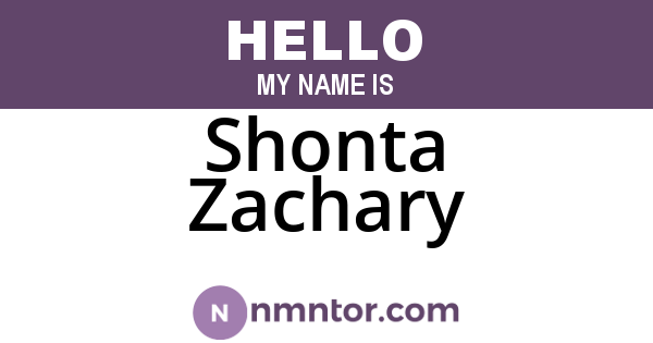 Shonta Zachary