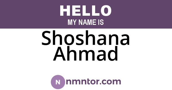 Shoshana Ahmad