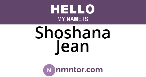 Shoshana Jean