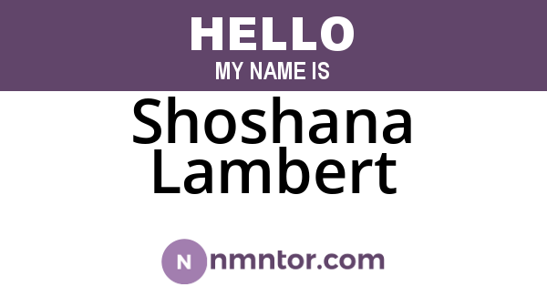Shoshana Lambert