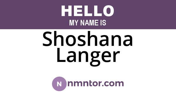 Shoshana Langer