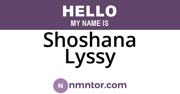 Shoshana Lyssy