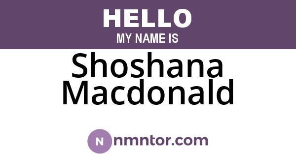 Shoshana Macdonald