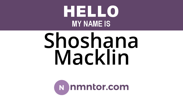 Shoshana Macklin