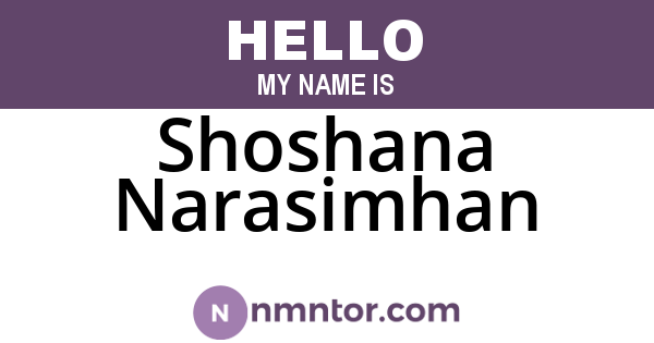 Shoshana Narasimhan