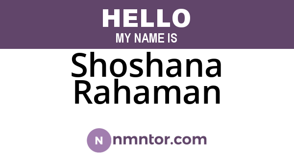 Shoshana Rahaman