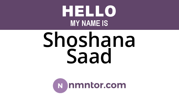 Shoshana Saad