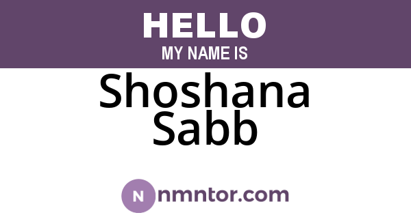 Shoshana Sabb