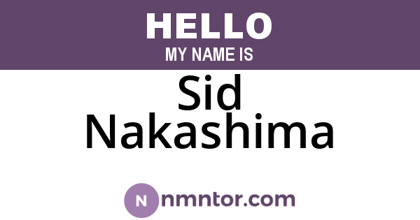 Sid Nakashima