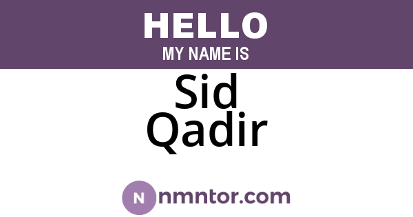 Sid Qadir