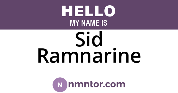 Sid Ramnarine