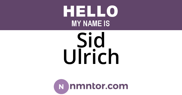 Sid Ulrich