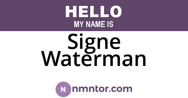 Signe Waterman