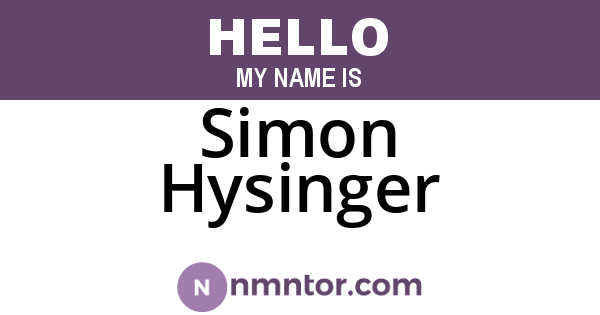 Simon Hysinger