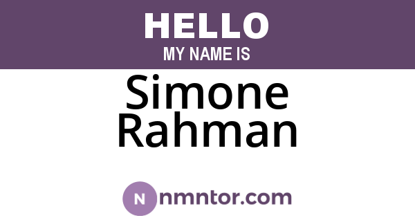 Simone Rahman