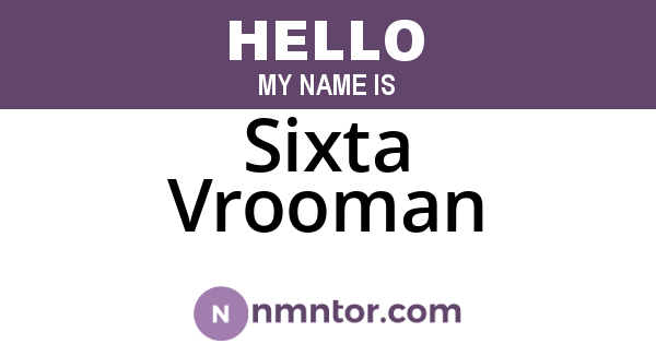 Sixta Vrooman