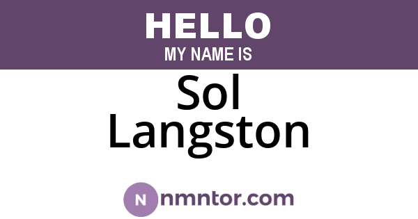 Sol Langston