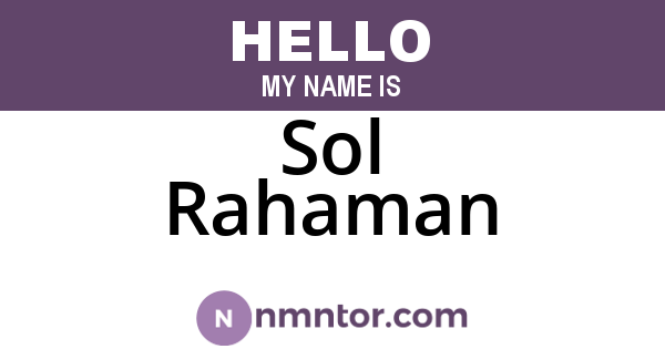 Sol Rahaman