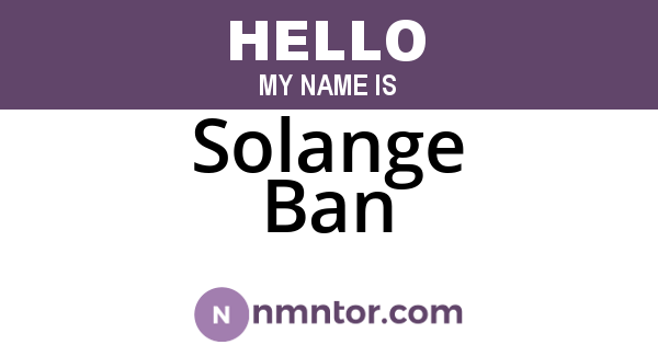 Solange Ban