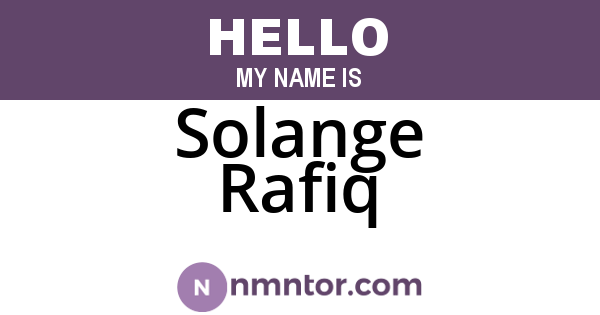Solange Rafiq