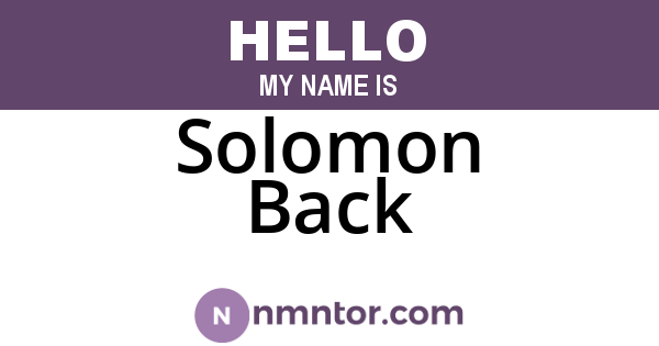 Solomon Back