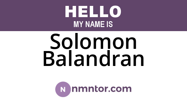 Solomon Balandran