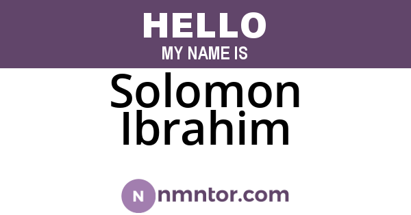 Solomon Ibrahim