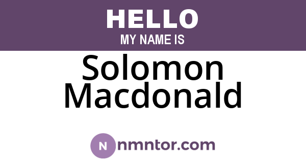 Solomon Macdonald
