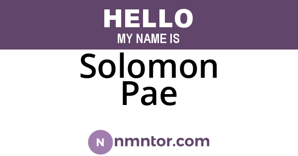 Solomon Pae